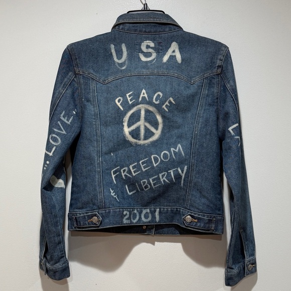 VTG Y2K Old Navy Denim Jacket DIY Design Sz M Medium Womens Hippie Casual Unique - Picture 5 of 11